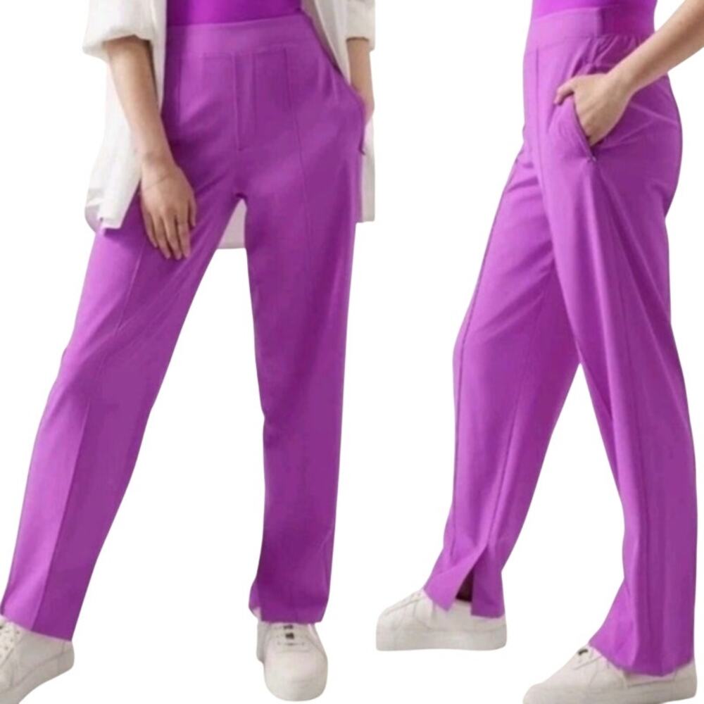 Athleta Purple Brooklyn Vienna Pull on Pants Sz 12P Featherweight Casual Gym NWT